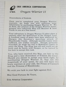 Labyrinth World of Dragon Warrior II 2 Nintendo NES Poster Letter and Envelope