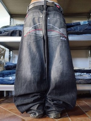 Southpole Chains Red Tab Black Tab W34 Baggy Y2k Bestickte Jeans y2k