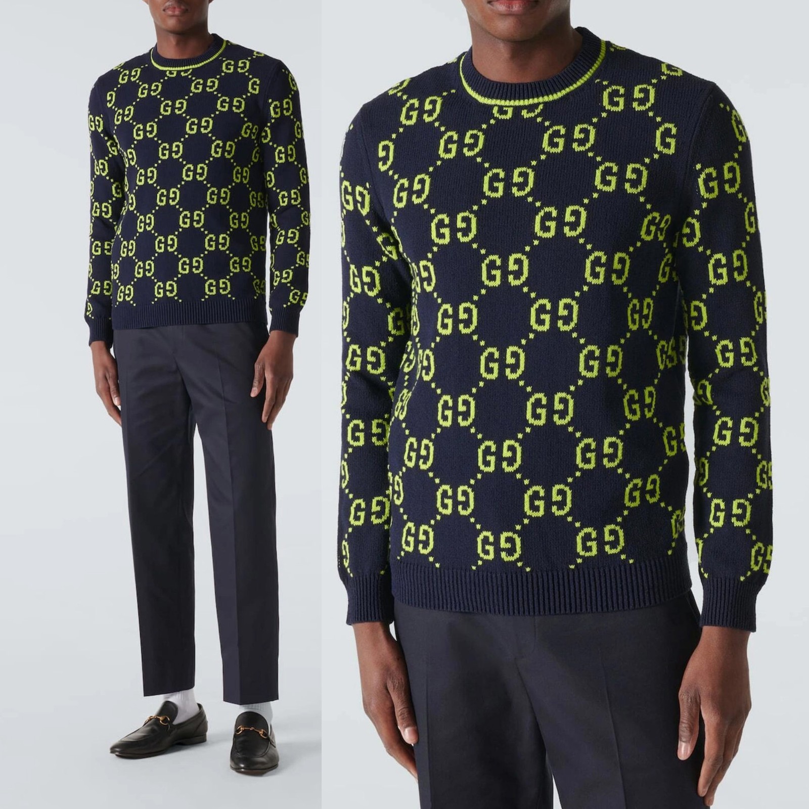 GUCCI SWEATER MENS GG COTTON JACQUARD CREWNECK KNIT TOP $1,500 sz XXL image 2