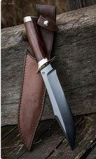 CUSTOM HANDMADE CARBON STEEL HUNTING BOWIE KNIFE WITH ROSEWOOD HANDLE  SHEATH