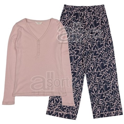 Loungewear-Schlafanzug für Damen ex M S Baumwolle neu Pyjama Oberteil Unterteil Damengeschenk UK-Größe