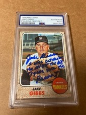Jake Gibbs Signed 1968 Topps w/Special Tribute to '68 Tigers Pennant!  Read!