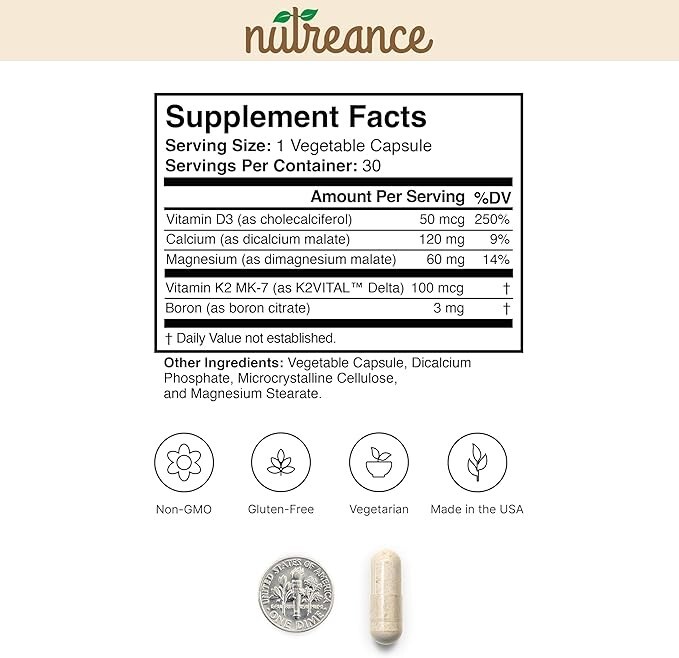 Nutreance Calciven Natural Bone Support Supplement NonGMO, Gluten