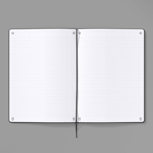 OXFORD Notizbuch A5 Liniert Grau Schwarz Notizheft Hardcover Einband Stifthalter - Bild 6 von 6