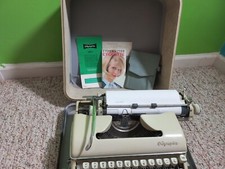 Vintage Olympia SM-5 Ivory White Portable Manual Typewriter & Case & Manual thumbnail