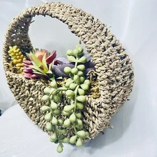 Realistic Looking Faux Succulents Hanging Basket Boho Cottagecore