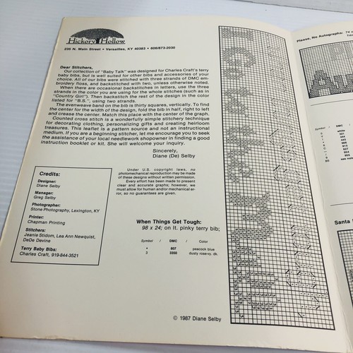 Hickory Hallow Baby Talk Cross Stitch Pattern Chart Bibs and Boarder VTG 1987 - Picture 4 of 7