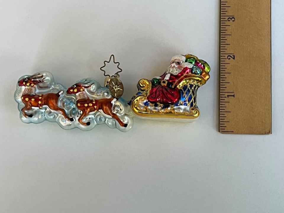 Christopher Radko Ornament Santa in Sleigh with Reindeer Gently Used eBay