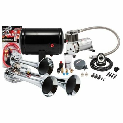 Kleinn Horns HK3 Chrome Triple Air Horn Kit 14.5'' x 7'' x 6''