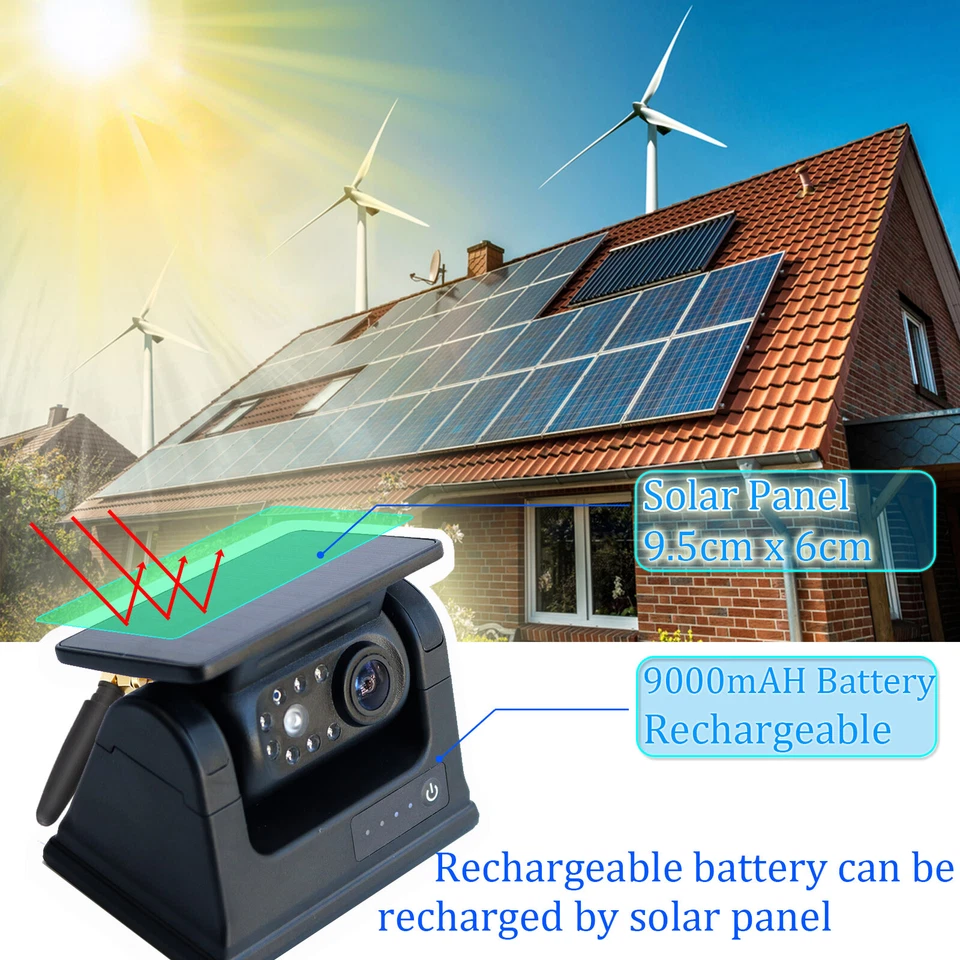 2 Channel 5" Monitor Wireless solar magnetic Backup camera Rechargeable Battery - Image 2 of 4