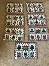 Napperons en tissu NEUF NOËL ~ lot de 7 ~ 13" X 19" ~ tissés main en Inde