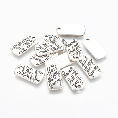 10 Word Charms Quote Charms Find Joy in The Journey Silver Inspirational Pendant