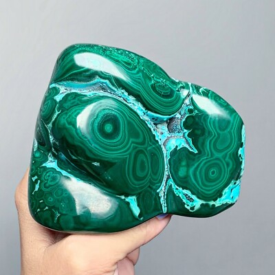 Chrysocolla Malachite Freeform Slab Half Polished 662 Grams 1.45 Pounds