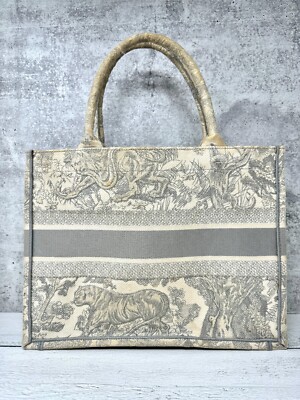Christian Dior トートバッグ ベージュ 4503025A0061 Christian Dior Book Tote Toile de Jouy Beige Gray Canvas Bag