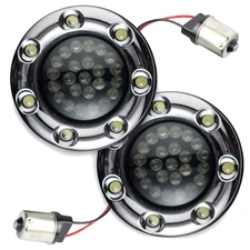 Eagle Lights 2" Rear 1156 LED Turn Signals for Harley Davidson Chrome Trim Ring