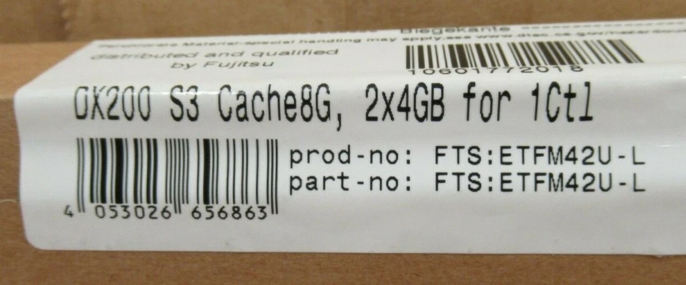 New Fujitsu FTS:ETFM42U-L DX200 S3 Cache Memory RAM 8GB 2x4GB For 1 Controller  - Image 4 of 4