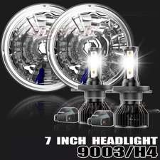 For 2003-2009 Hummer H2-Pair 7" inch Round LED Headlights High Low Beam DRL Lamp