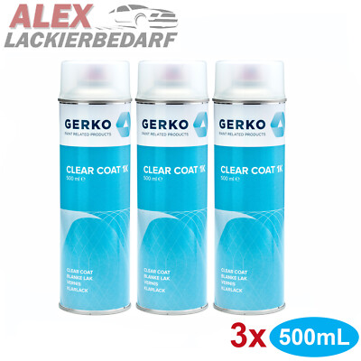 3x GERKO Premium Autolack Klarlack Hochglanz 500ml Spraydose Sprühlack