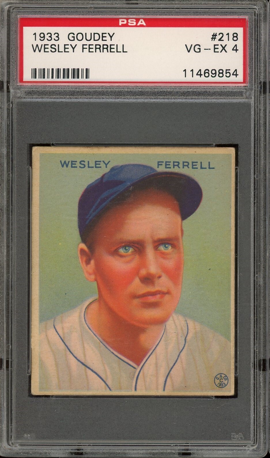 1933 Goudey Baseball #218 Wesley Ferrell PSA 4