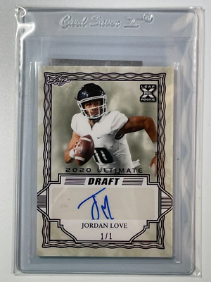 JORDAN LOVE 2020 Leaf Ultimate Draft  Purple ROOKIE/AUTO/AUTOGRAPH 1/1 PACKERS.