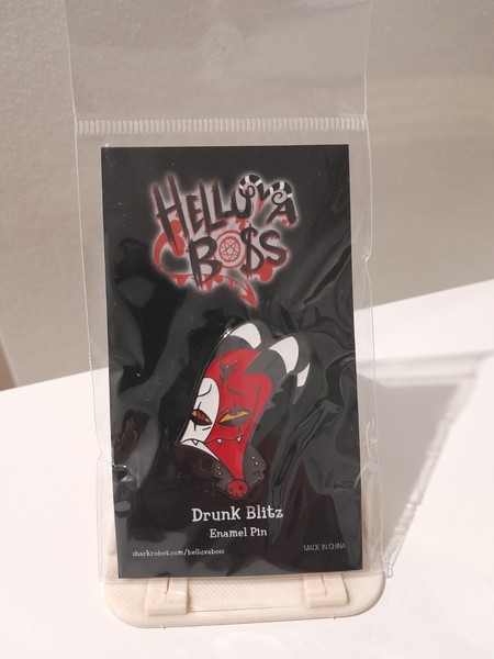 Helluva Boss Drunk Blitz Blitzo Enamel Pin Vivziepop Sharkrobot