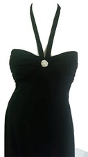 B. DARLIN BLACK POLYESTER BLEND TIE NECK HALTER CUTE DRESS Juniors Size 3/4