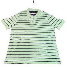 Chaps Easy Care Green  Blue Striped Polo Shirt Golf Casual Men's XXL