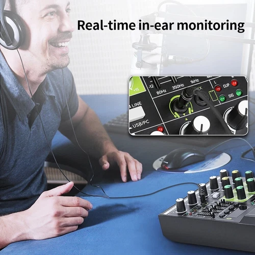 4-Kanal Audio Mixer Stereo Build Wireless Bluetooth Mikrofon Studio Sound Mixer - Bild 6 von 17