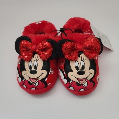 Disney Junior Minnie Red Slippers with Sequins Size 7-8