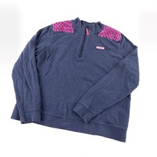 Girls Youth Vineyard Vines Quarter Zip Sweatshirt XL Navy Blue Pink Accents