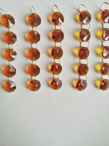 5 Cuerdas Ámbar 14mm Cuentas Octágono Cadena Cristal Lámpara Lámpara Lámpara Piezas Decoración Hágalo usted mismo - Imagen 3 de 5