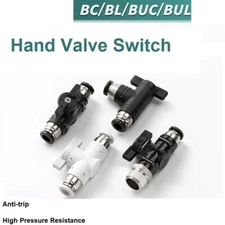 5Pcs Pneumatic Quick-Insertion Trachea Connector Hand Valve BUCBall Valve Switch
