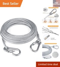 Reflective Steel Wire Leash Cable for Dogs up to 250 lbs - 30FT Outdoor Freedom