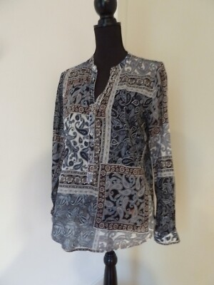 Emily VAN DEN BERGH Tunika Bluse 38 M Paisley Gemustert Muster Baumwolle Schwarz