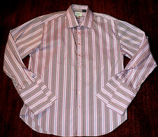 MAAC LONDON NEW Striped Button Up Long Sleeve French Cuffs Dress Shirt Size 2XL
