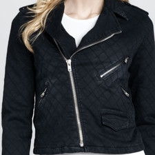 D-id Denim Quilted Denim Biker Jacket. Small