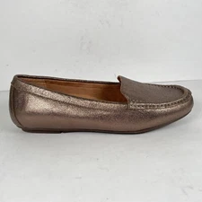 Vionic Debbie Loafers Womens Size 11 Pewter Metallic Leather Comfort Moc Shoes