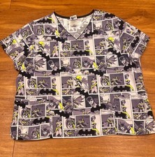 Batgirl Scrub Top Shirt XL Pockets Medical Dental