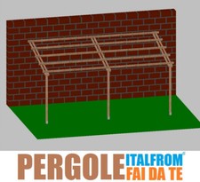 Pergola in Legno Impregnato Addossata Gazebo Tettoia Pompeiana Interrare 3X6X2,5