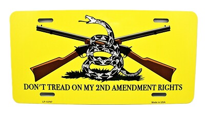 GADSDEN FLAG DON'T TREAD ON ME SECOND AMENDMENT METAL NOVELTY LICENSE PLATE 