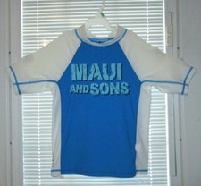 NWT, Maui and Sons UV Rash Guard Blue/White Youth Size S 4/6 Water Surf Fast