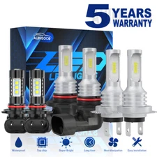 9005 H7 9006 Combo 6x LED Headlight High Low Beam Fog Light Bulbs Conversion Kit