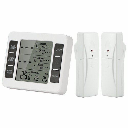 Wireless Fridge Thermometer Digital Freezer Alarm Home Gauge Monitor 2 Sensors - Picture 10 of 10