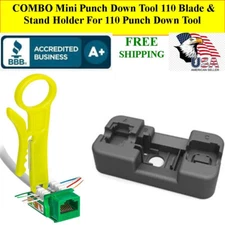 COMBO MINI 110 PUNCH DOWN TOOL, WIRE STRIPPER,  & KEYSTONE HOLDER RJ45 RJ11/12