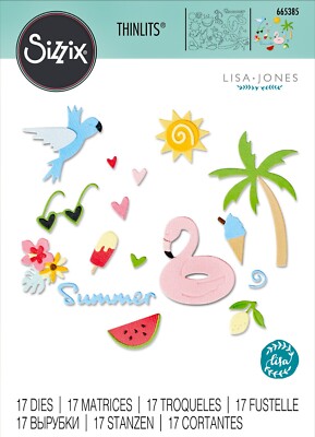 NEW Retired Sizzix Thinlits Summertime Icons 17pc #665385 Retail $14.99 L Jones