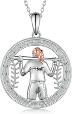 Softball Necklace 925 Sterling Silver Baseball Pendant Jewelry Gifts for Wome