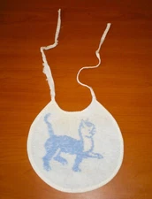 Vintage INDANTHREN Kitty Cat Blue & White Baby Bib * 100% Cotton Vienna AUSTRIA