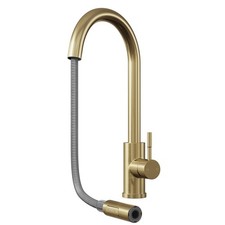 Liquida CT455BR Single Lever Pull-Out Brushed Brass Kitchen Mixer Tap