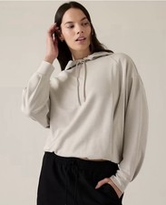 Athleta Beige Seasoft Bubble Hem Hoodie Size XS EUC
