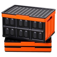 Collapsible Storage Bins with Lids, 45L 3 - Pack, Stackable Folding Crates with